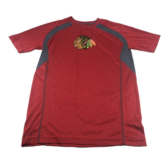 NHL Chicago Blackhawks Men's Shirt Small Red Gray 104648 Short Sleeve Hockey - Picture 1 of 8